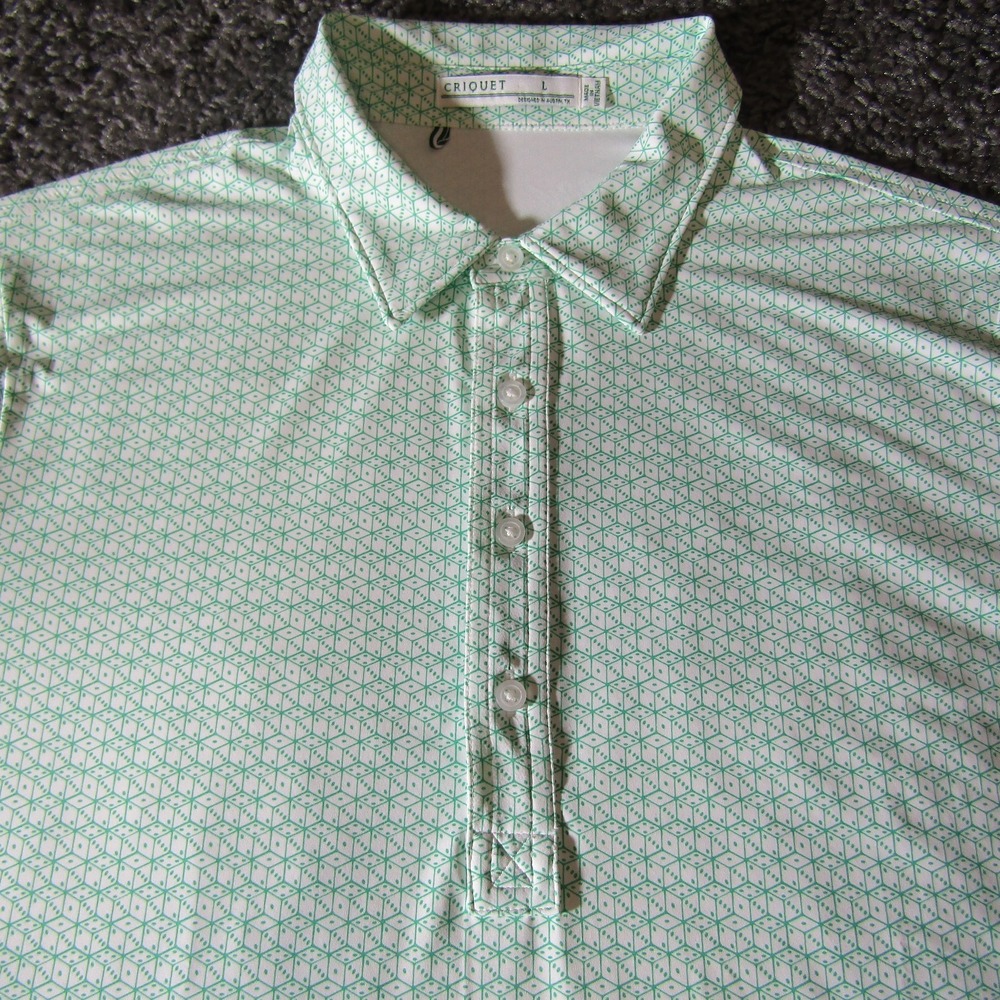 Criquet Polo Shirt Mens L Roll Em Performance Fabric Dice Casino Office‎ Casual